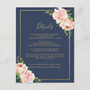 Blush Floral Wedding Guest Details Information Enclosure Card