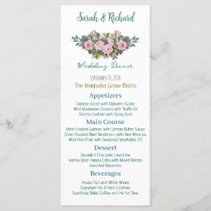 Blush Floral Wedding Menu