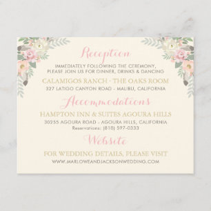 Blush Floral Wedding Reception Details Enclosure Card