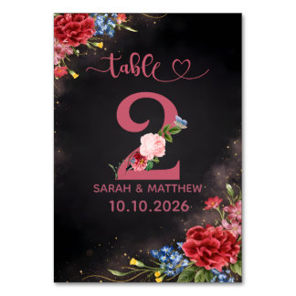 Blush Floral Wedding Table Number 2 Card