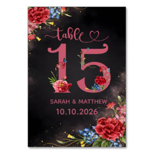 Blush Floral Wedding Table Number Card