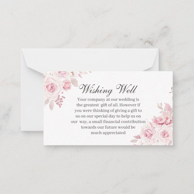 Blush Floral Wedding Wishing Well Enclosure Card (Front)