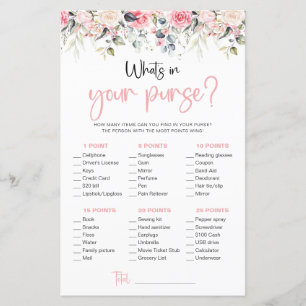 Blush Floral   What's In Your Purse Game Card