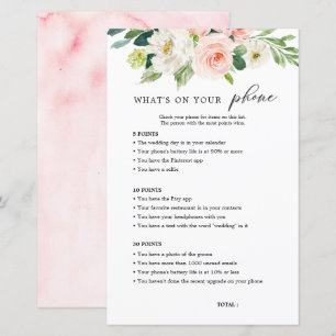 Blush Floral What's On Your Phone Bridal Shower