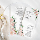 Blush Floral White Wedding Flat Program<br><div class="desc">This blush floral white wedding flat program design features beautiful chic neutral backgrounds of black or white with simple modern typography and elegant calligraphy to set a sophisticated tone for any style of event. Each product is embellished with gorgeous blush pink roses and peach and ivory hydrangeas arranged with lush...</div>
