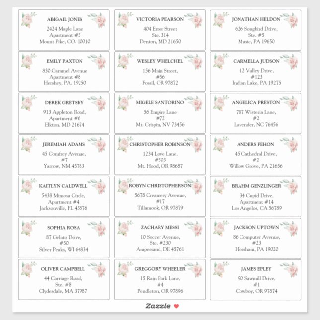Blush Floral White Wedding guest address labels (Sheet)