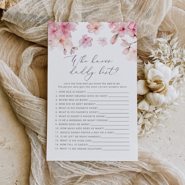 Blush floral Who knows daddy best baby shower game (Creator Uploaded)