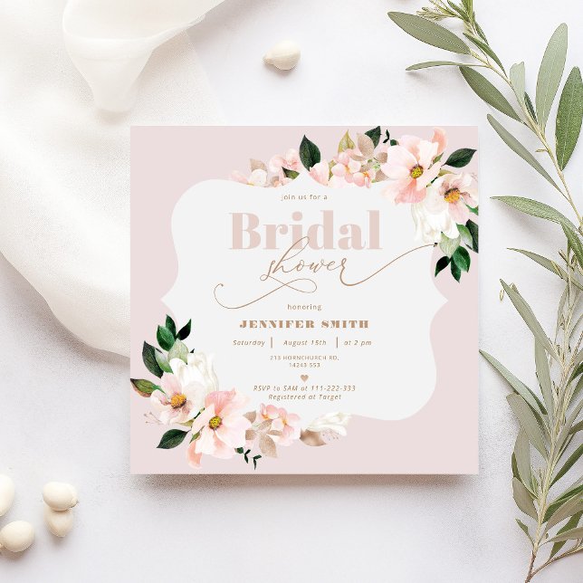 Blush floral wildflowers Bracket bridal shower Invitation (Creator Uploaded)