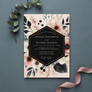Blush Floral Woodland Wedding Invitation