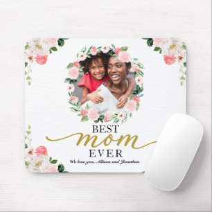 Blush Floral Wreath Best Mom Ever Mothers Day Mouse Pad
