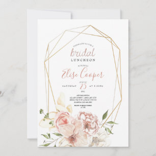 Blush Floral Wreath Bridal Luncheon Invitation