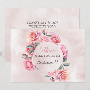 Blush Floral Wreath Will You Be My Bridesmaid Invitation