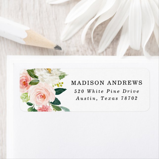 Blush Florals Adresse de retour (En situation)