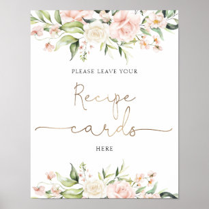 Blush Florals and Greenery Recipe Cards Sign
