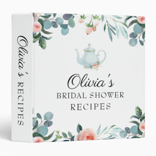 Blush Florals and Greenery Tea Bridal Shower Binder