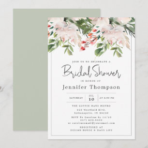 Blush Florals & Greenery Watercolor Bridal Shower Invitation