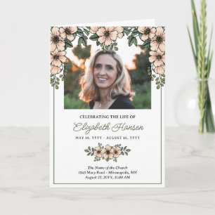Blush Florals Photo Celebration of Life Funeral Program
