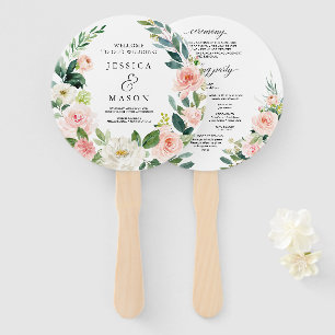Blush Florals Round Wedding Program Fan
