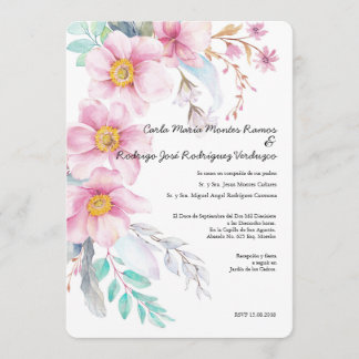 Blush Flower Spanish Wedding Invitation