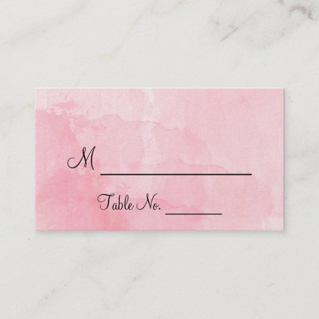 Blush Flower Watercolor Wedding Place Cards (Front)