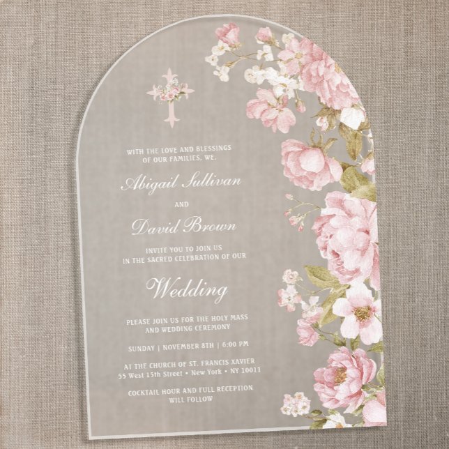 Blush Flowers Arch Wedding Acrylic Invitations (Creator Uploaded)