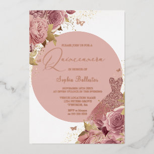 Blush Flowers & Dress Quinceanera Rose Gold