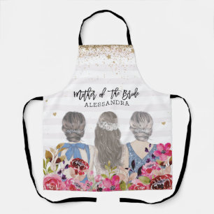 Blush Flowers Gold Glitters Mother of the Bride Apron