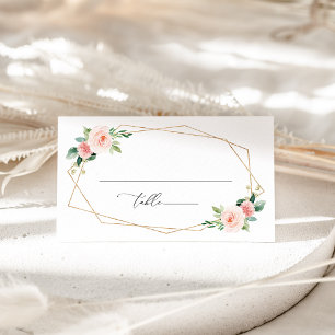 Blush Flowers, Pink Flowers, Boho, Bridal Shower Place Card