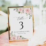 Blush Flowers, Pink Flowers, Boho, Table Numbers<br><div class="desc">Add a personal touch to your bridal shower celebration with these stylish and memorable party items! Design features blush pink watercolor flowers and greenery on white background.</div>