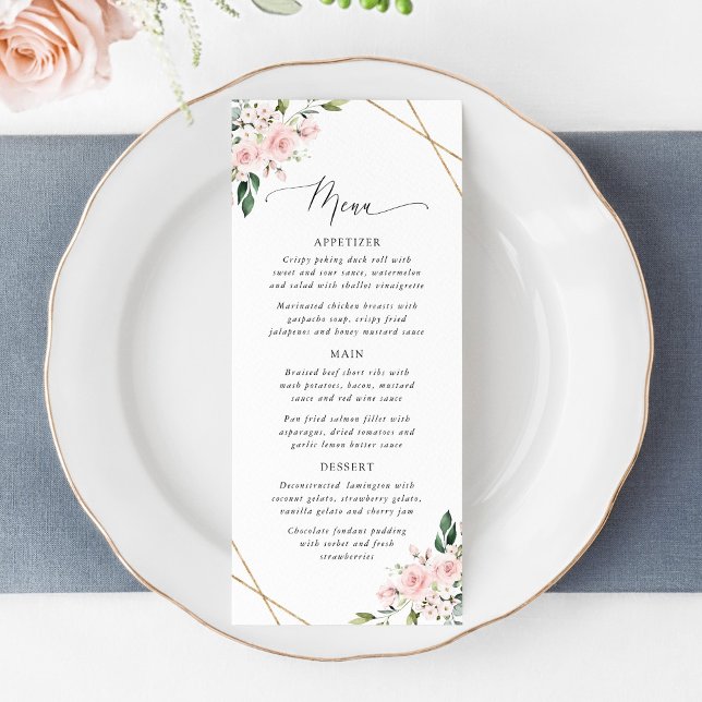 Blush Flowers, Pink Flowers, Bridal Shower Menu (Créateur téléchargé)