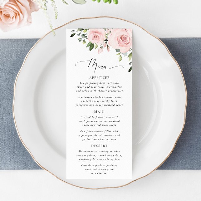 Blush Flowers, Pink Flowers, Bridal Shower Menu (Créateur téléchargé)