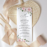 Blush Flowers, Pink Flowers, Bridal Shower Menu<br><div class="desc">Add a personal touch to your bridal shower celebration with these stylish and memorable party items! Design features blush pink watercolor flowers and greenery on white background.</div>