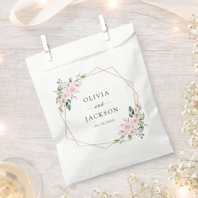 Blush Flowers, Pink Flowers, Greenery, Wedding Favour Bag (Clipped)