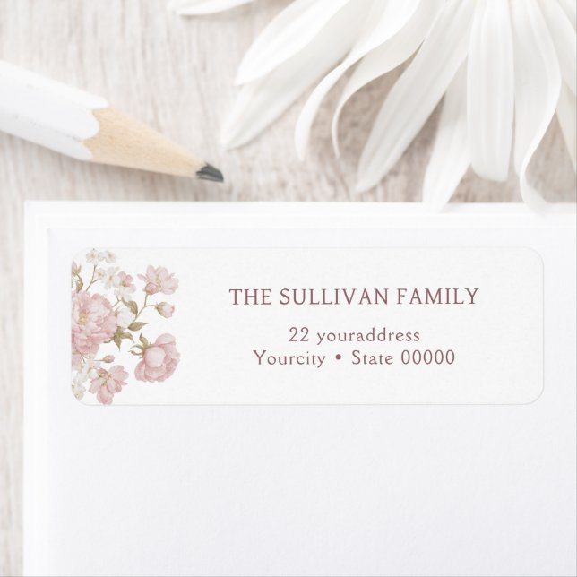 Blush flowers return address label (Insitu)