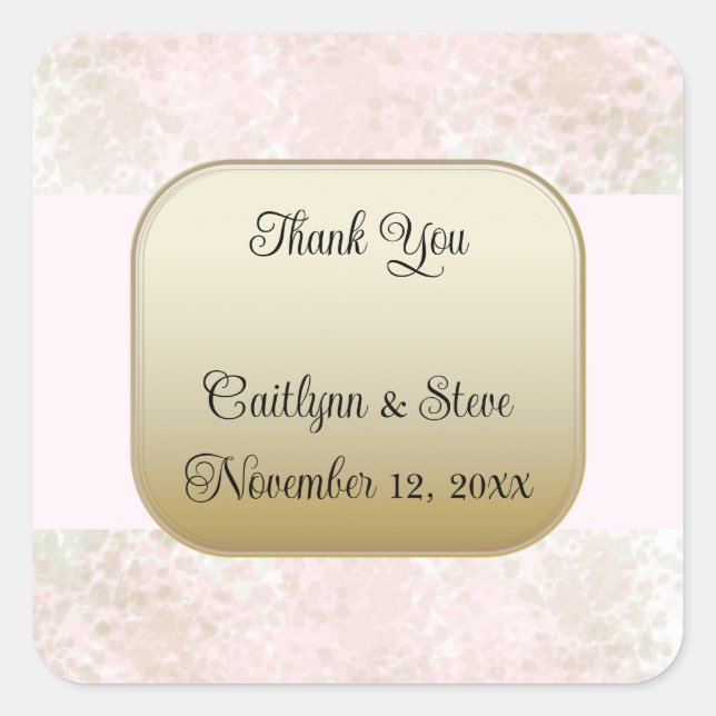 Blush Flush Gold Wedding Square Sticker (Front)