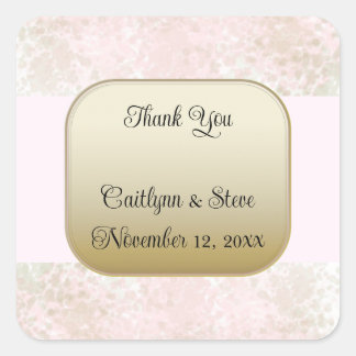 Blush Flush Gold Wedding Square Sticker