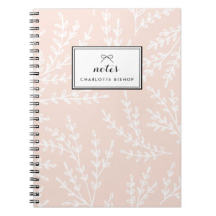 Blush Foliage Pattern Personalized Notebook