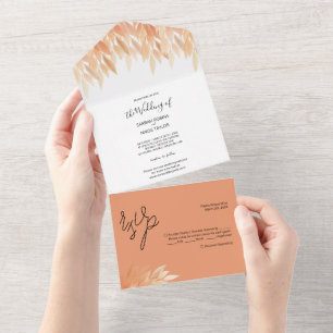 Blush Foliage Watercolor Rich Pastel Tones All In One Invitation