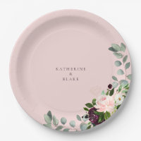 Blush & Foliage Wedding Round Paper