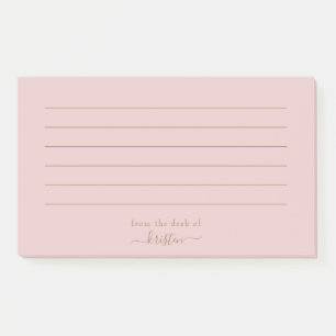 Blush From the Desk of Custom Lined Horizontal Post-it Notes