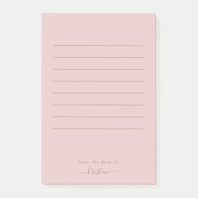 Blush From the Desk of Custom Lined Large Post-it Notes (Front)