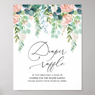 Blush Garden Baby Shower Diaper Raffle Sign