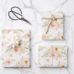Blush Garden Flowers Wrapping Paper Sheet<br><div class="desc">Beautiful wrapping paper sheets feature elegant watercolor flowers on a pale pink background. MATCHING items in our collection.</div>