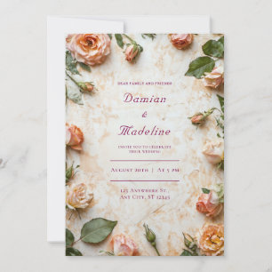 Blush Garden Rose Wedding Invitation