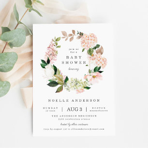 Blush Garden Spring Wreath Baby Shower Invitation