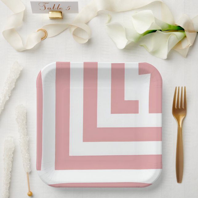 Blush Geometric Pattern Party Paper Plate (Wedding)