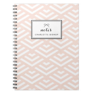 Blush Geometric Waves Personalized Notebook