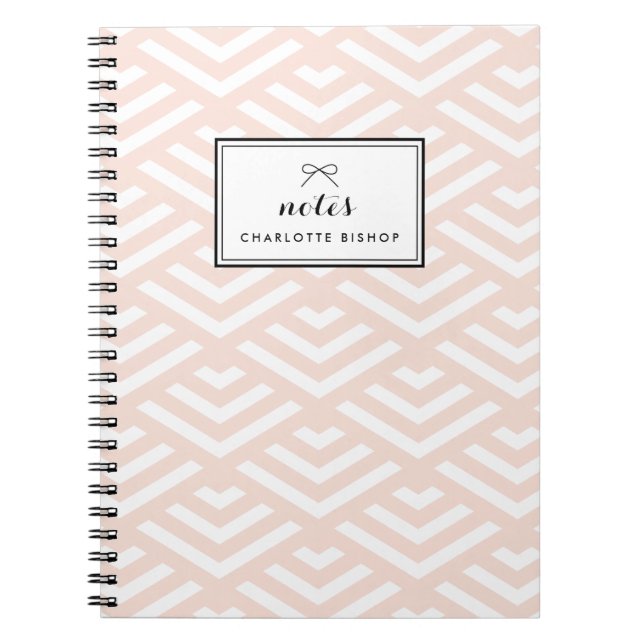 Blush Geometric Waves Personalized Notebook (Front)