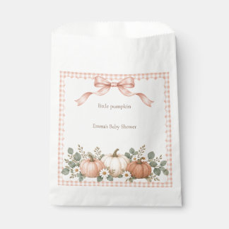 Blush Gingham Little Pumpkin Baby Shower Favour Bag