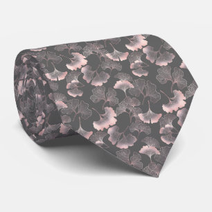 Blush Ginkgo Luxe – Gold Botanical on Black (10) Tie